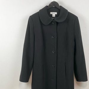 Preston & York Vintage Black Wool Trench Coat SZ 14